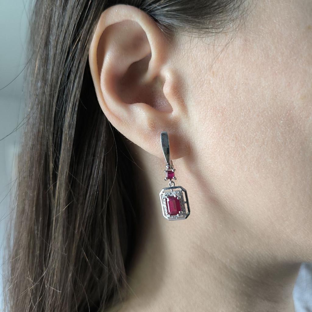 Серебряные серьги с натуральным рубином 1.717ct (2194897)