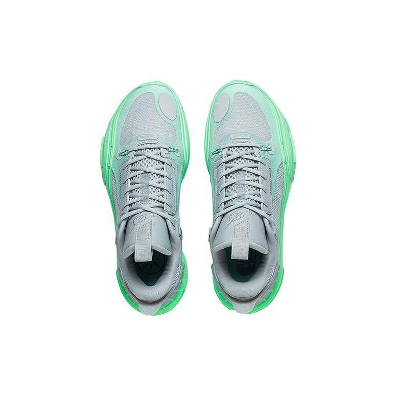 Li Ning All City 11 Fabric Synthetic Leather Shock Absorption Non-Slip Wear-Resistant Low-Top Basketball Shoes Men sneaker Gray Green ABAT031-1