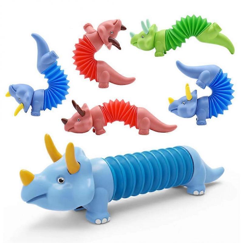 2Pcs Cartoon Dinosaur Stretchy Tubes Stress Relief Toys Party Favors Travel Toy for Kids Adults