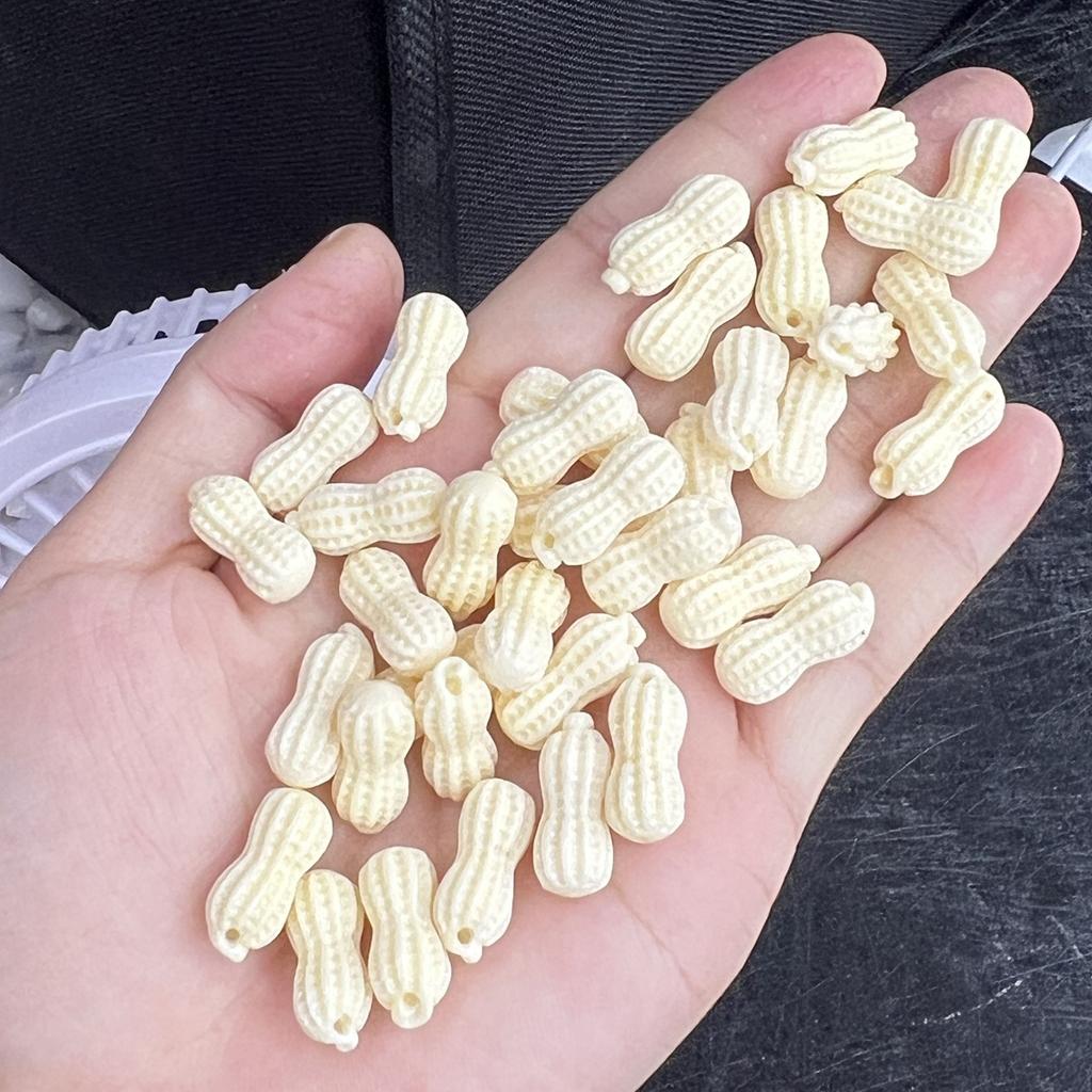10Pcs, Cute Peanut Plastic Beads, Lightweight Shatterproof, Fits Beading Wires for Necklace/Bracelet/Keychain, Popular 2026 Craft Beading Supplies
