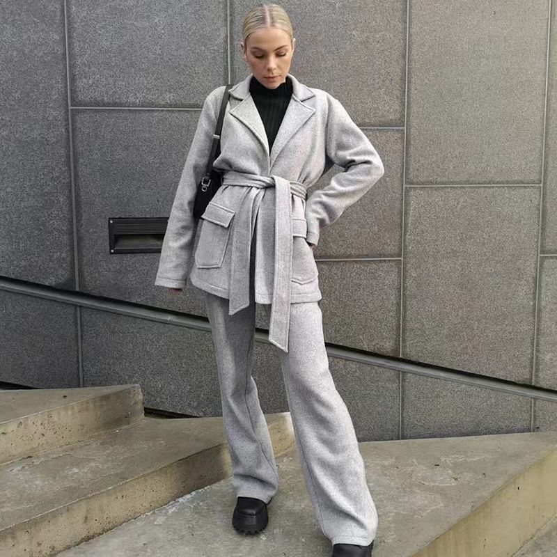 

Fashion Style New Arrival Fashion Suit Tops Pants Stylish Two-piece Set Top and Trousers Suit Gray L