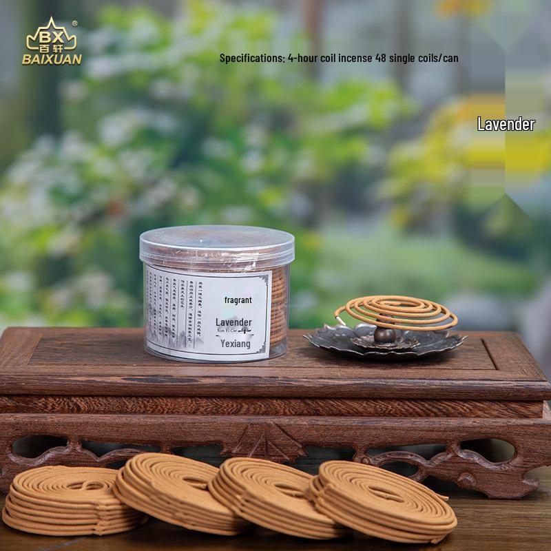 4-Hour Sandalwood & Mugwort Coil Incense (120 Pcs) with Burner - Indoor Long-Lasting Scent & Toilet Deodorizer