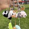 PP Cotton Baby Panda Plush Pendants Sleeping in Cradle Full Moon Panda Keyrings  Female Lady Girl