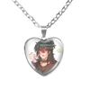 Solivan Brugmansia Sol 'The Kid At the Back' Anime Glass Cabochon Heart Shaped Pendant Necklace Charm Jewelry Gift