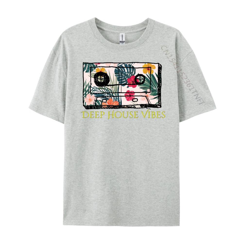 Deep House House Music Cassette Tape T Shirts For Men Original Mens TShirts Graphic Cotton Short Sleeve