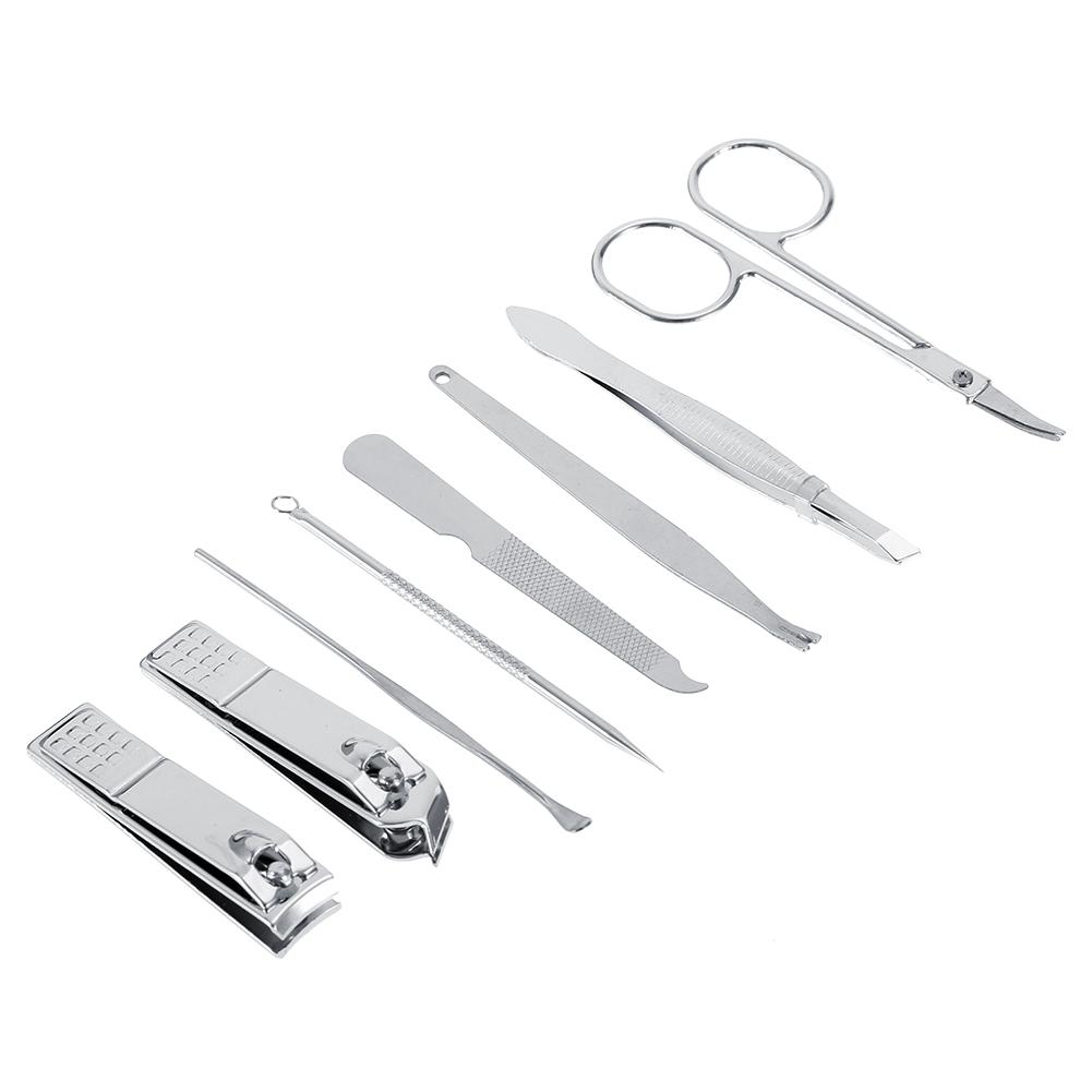 8 Pcs Stainless Steel Nail Scissors Cutter Clippers Set Fingernail Toenail (Black)