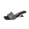 Beautiful temperament, one-word sandals for women's summer wear 2025 new rhinestone belt temperament, high-heeled cool slippers for women