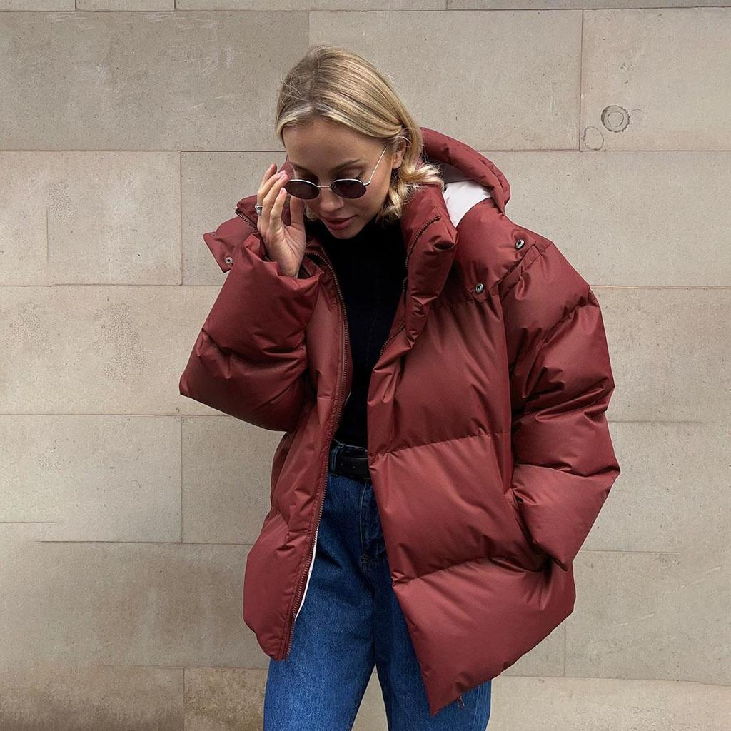 Autumn Winter Thicken Warm Parka Women Casual Solid Color Pocket Loose Short Hooded Coat Jackets Outwear