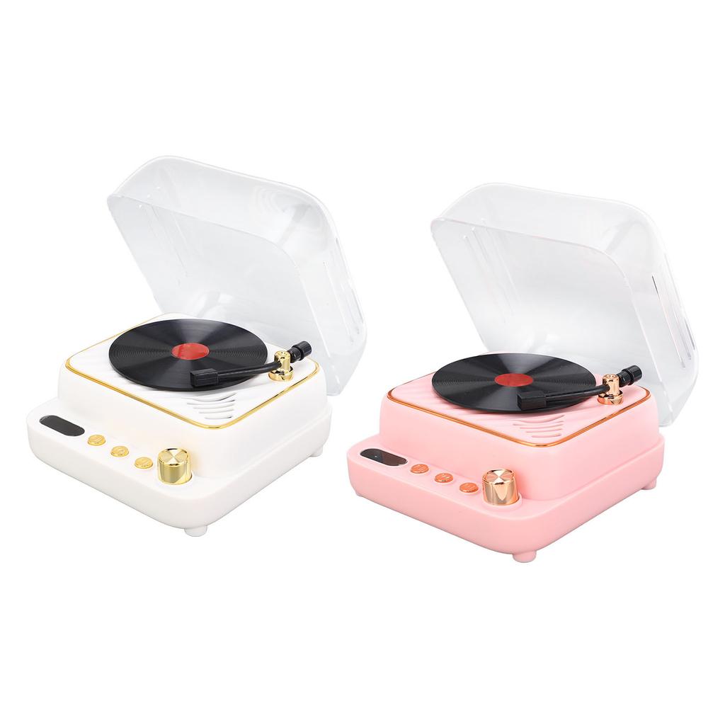 BT Speaker Retro Record Player Shaped Decorative Speaker for Bedroom Bedroom Gift 3.7V