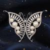 Korean Style Hollow Butterfly Brooch with Zircon and Pearl Ornament