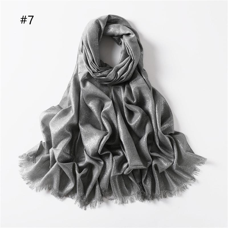 23 Colors Glitter Hijab Cotton Scarf Wraps Plain Shawls Rayon Fabric Silk Silver Wire Headscarf Muslim Scarf Women Instant Hijab