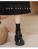 Women's Black Velcro Slip-on Height-Increasing Oxford Loafers, Thick Sole, Autumn 2025.