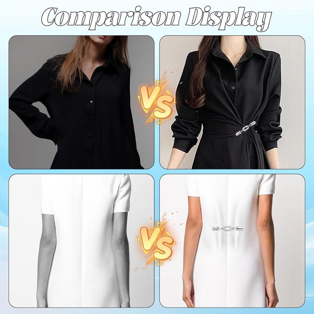 3 Pcs Cinch Clips for Women Clothing Vintage Dress-Clip Dress Back Gold Sliver and Black Waist Cincher Clip Cinch-Sweater Shawl Dress Clips Cinch