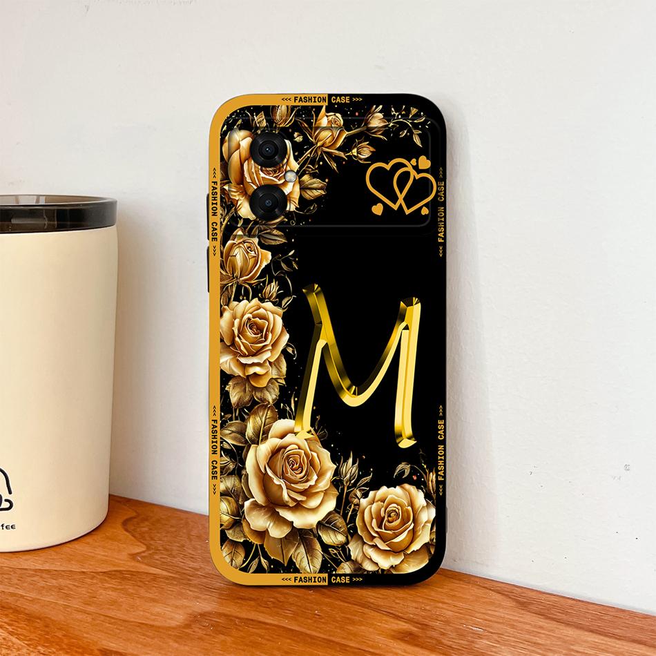 Case For Xiaomi Poco M4 M3 Pro Luxury Rose Letters Soft Smooth Liquid Silicone Housing For Poco M 4 M 3 Lightweight Phone Cover