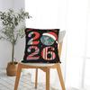 Pillow Case Happy New Year 2026 Disco Ball Santa Hat Soft  Pillow Cover For Living Room Sofa Novelty Pillowcases
