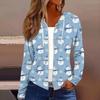 Chaqueta Casual con Capucha y Cremallera de Manga Larga con Estampado Navideño de Moda para Mujer
