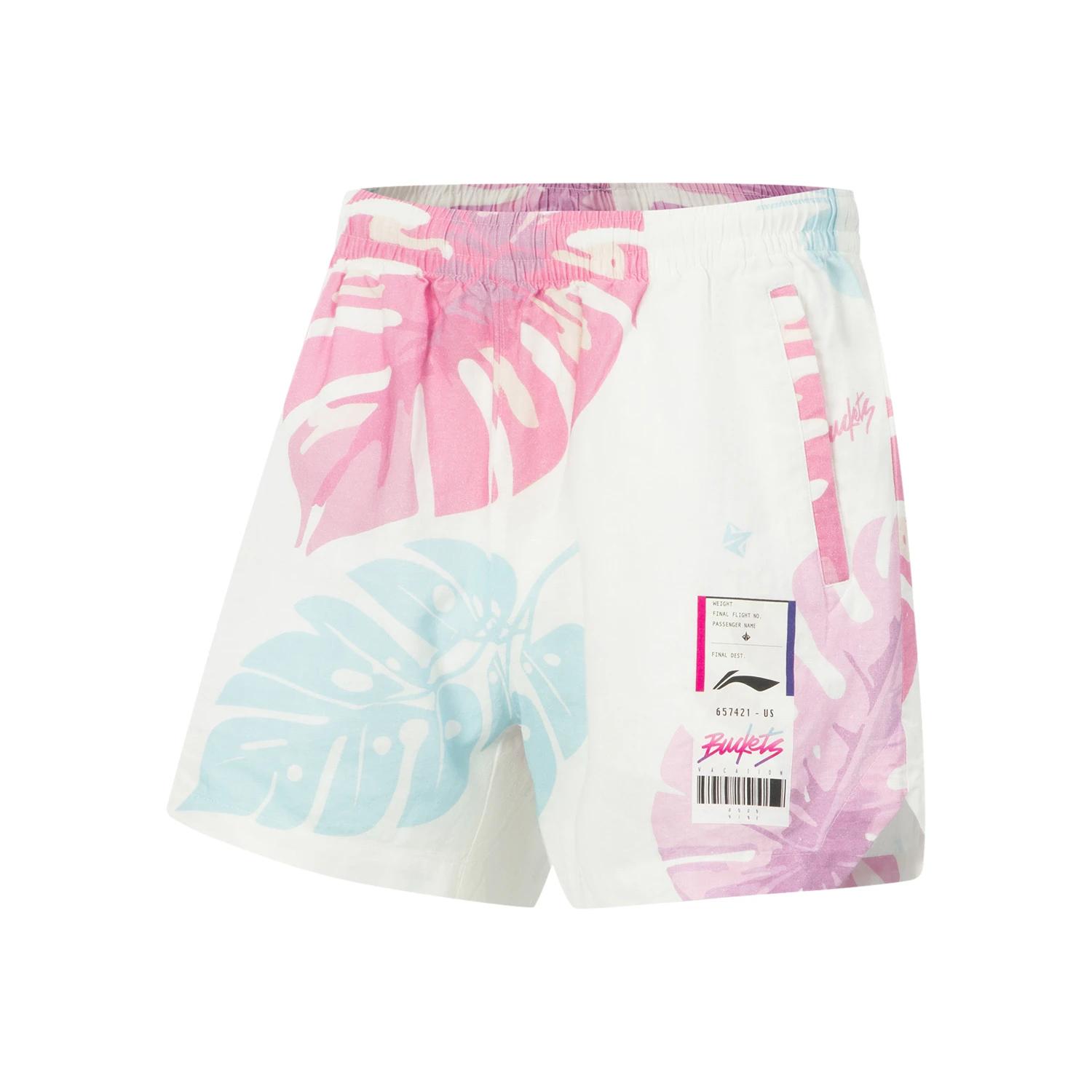 

Li Ning Jimmy Butler Professional Basketball Series All Over Print Mid Waist Drawstring Breathable Versatile Soft Casual Shorts Men shorts AKSV807-2 S