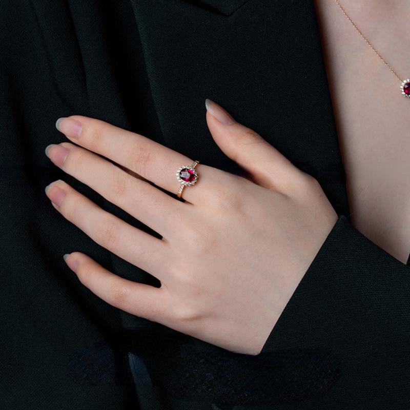 925 Silver Vintage Gemstone Ring Red 5A Zirconia Rings for Women   Engagement Wedding