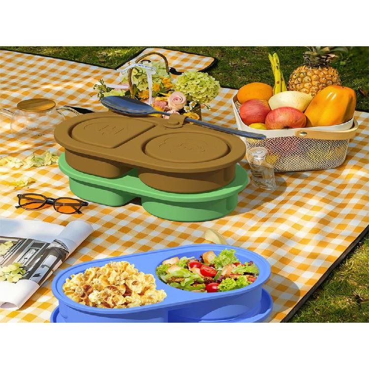 Portable 2 Section Sauce Container Convenient Food Storage Box For Dips And Small Snacks Lunch Box