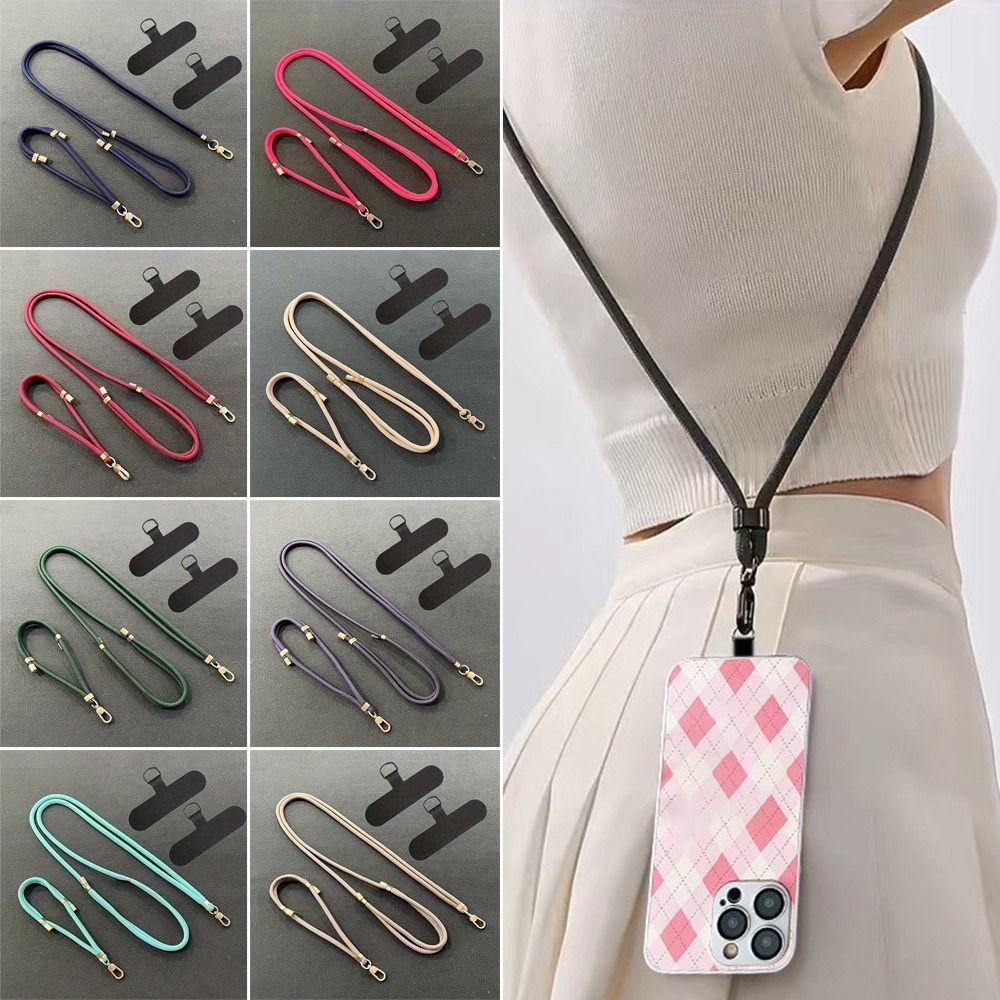 2Pcs/Set Short + Long Phone Strap Nylon Anti-lost Wrist Strap Phone Lanyard Case Crossbody Shoulder