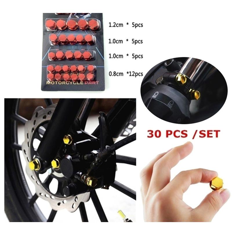 30 ks Motocyklové modifikované díly Kryt šroubu hlavy Dekor Krytka šroubu Díly