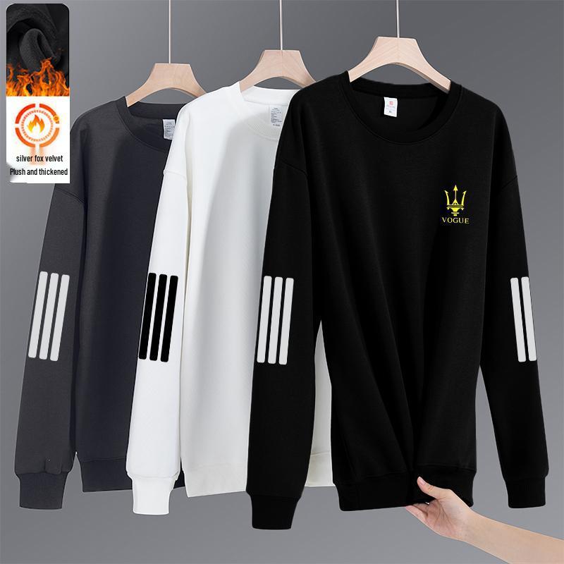 2025 Men s Trendy Velvet-Lined Long Sleeve Round Neck Hoodie 4XL (160-180 kg)
