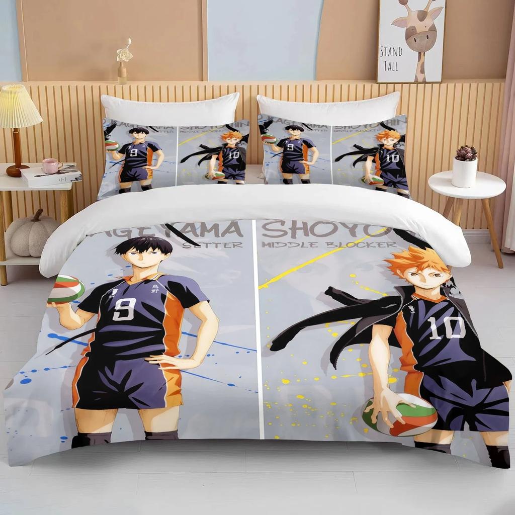 Neue 3D Haikyuu Bettwäschesets Cartoon Steppdecke Bettbezug Anime Bettdeckenbezug Kissenbezugsets Erwachsene Kinder Bettwäschesets Heimtextilien
