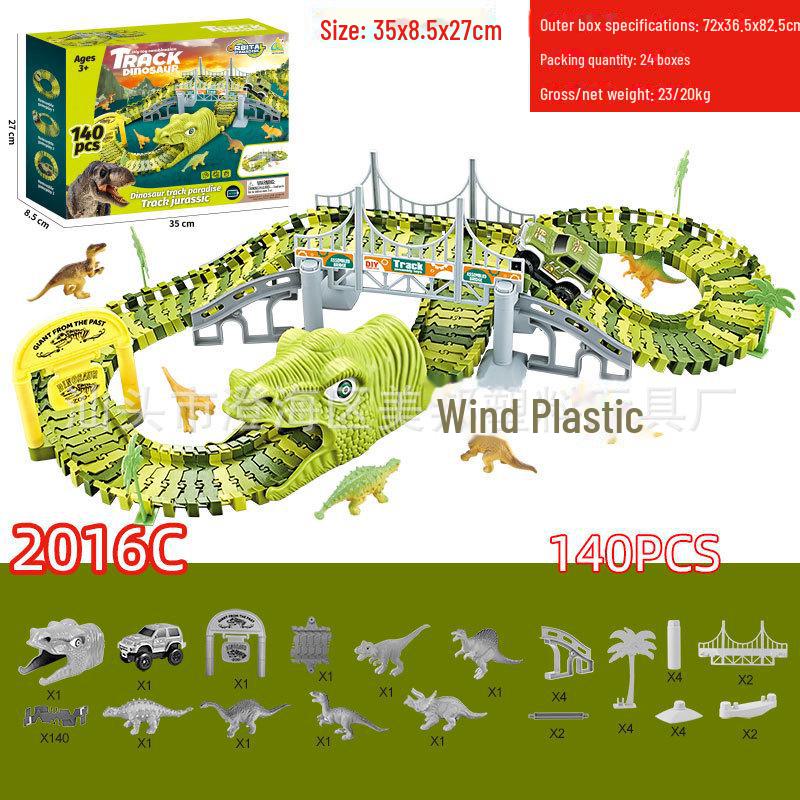 Elektrická dinosauří dráha s montážním ruským kolem pro děti