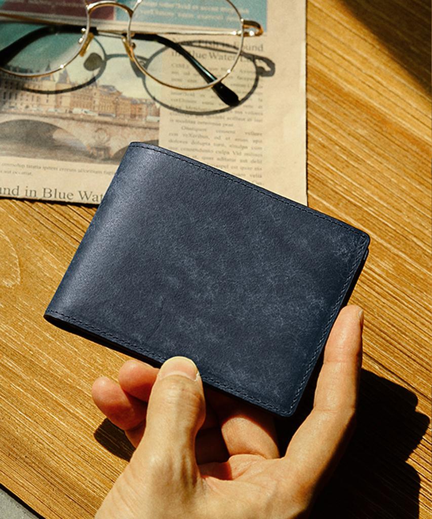 Matt Italian Pueblo Cowhide Men'S Bifold Wallet (Navy) W25032