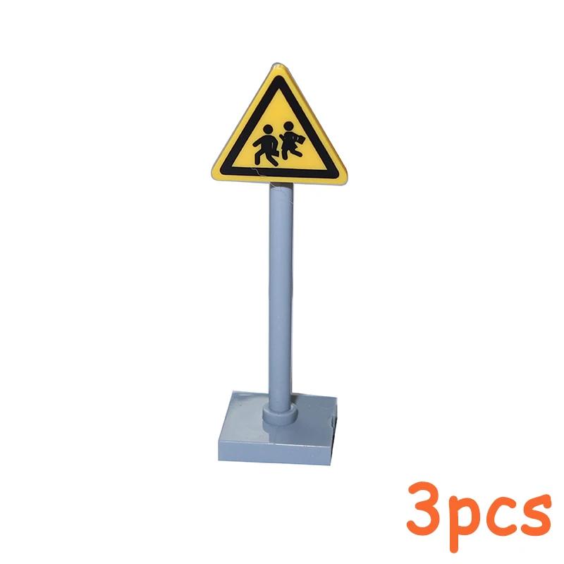 Non-Toxic Moc City Traffic Lights Road Signs Roadblock Signal Light Speed Limit Diy Building Block Scene Construction Minifigs Accessories