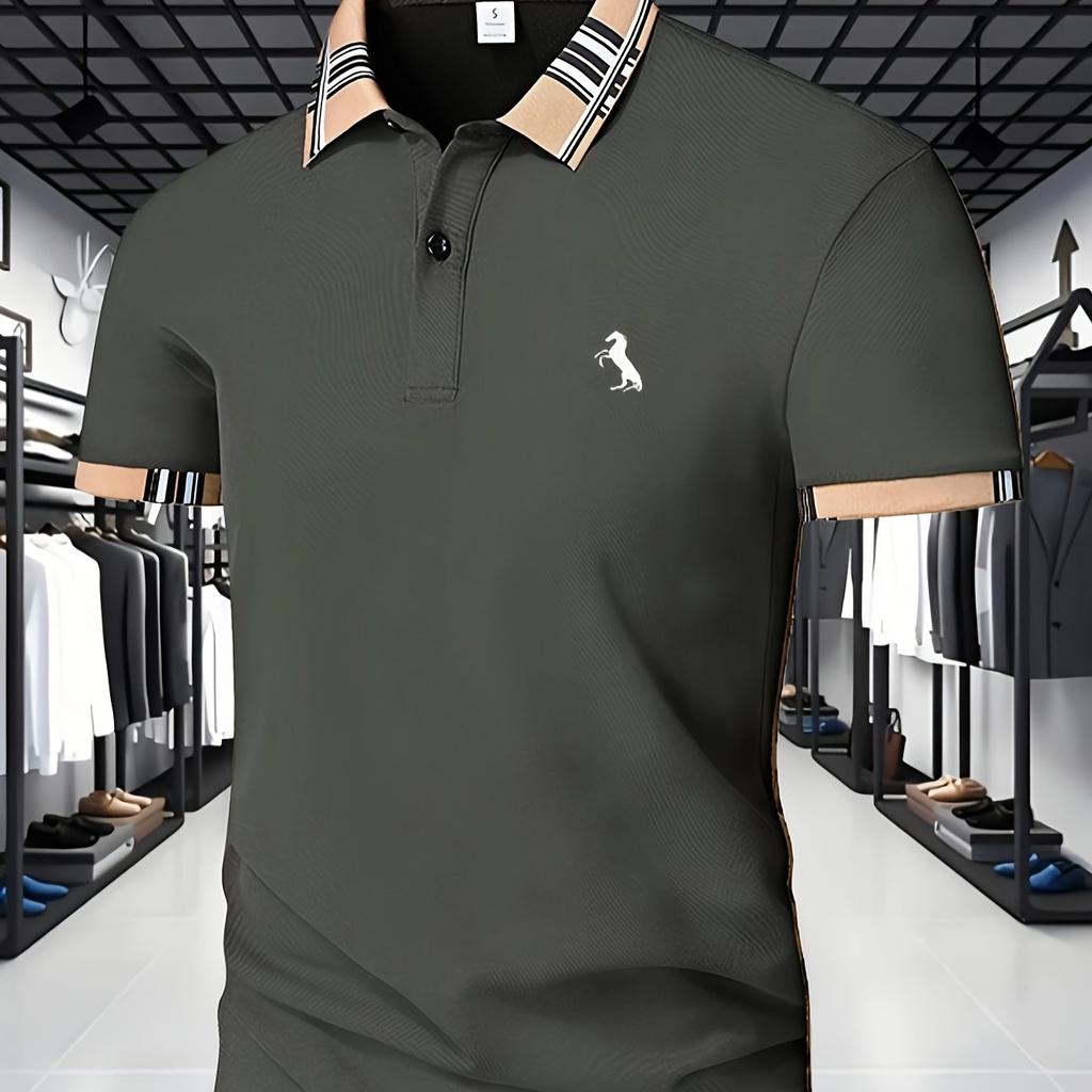 Men's Outdoor Golf Print T-shirt, Simple and Fashionable Shirt, Hot Selling Business Casual, Breathable Short Sleeve Collar Clothing