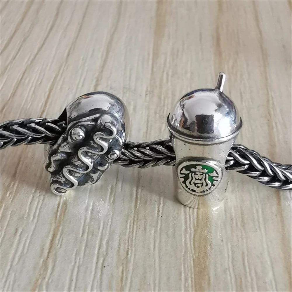 New Copper Coffee Cup Champagne Bead Fit Pendant Charm Copper Original Bracelet Trinket Diy Women Jewelry