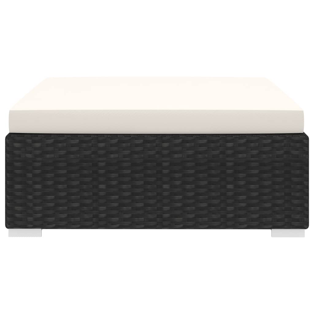 Modular Footstool 1 Pc + Cushions Poly Rattan Black
