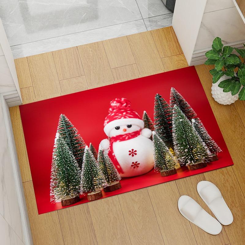 Christmas Snowman Patterned Door Mat Artistic Festive Print Mat Non Slip Floor Mat For Entryway Doorstep Home Decor