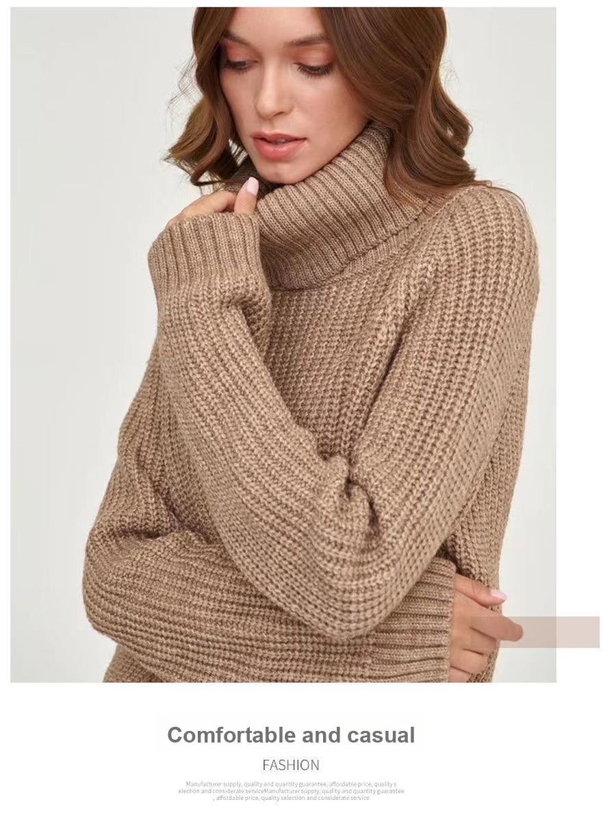 

Oversized Knit Sweater for Women - Thick-Knit Winter Coat XL коричневий