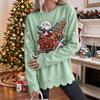 Women's Casual Crewneck Sweatshirt with Scalloped Hem and Christmas Graphic Print