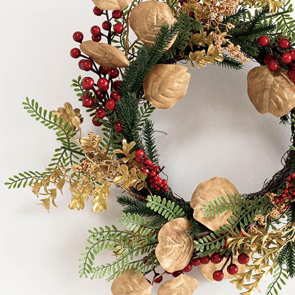 HEADS Christmas Wreath Approximately 430mm Diameter X 160mm 1 Piece X-NW6 Decoration, Depth, Medium, Gold,