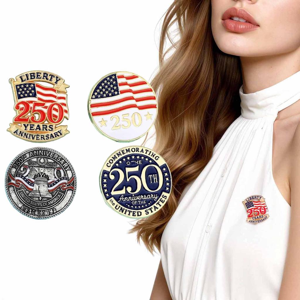 4x USA 250TH Anniversary Pins Commemorative Badges for Backpack Bag Hats