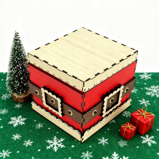 Christmas Gift Box Wooden Storage Box with Lid Xmas Design Present Box for Festive