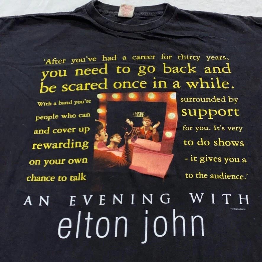 vintage 90s AN EVENING WITH ELTON JOHN CONCERT T-Shirt XL rock tour S