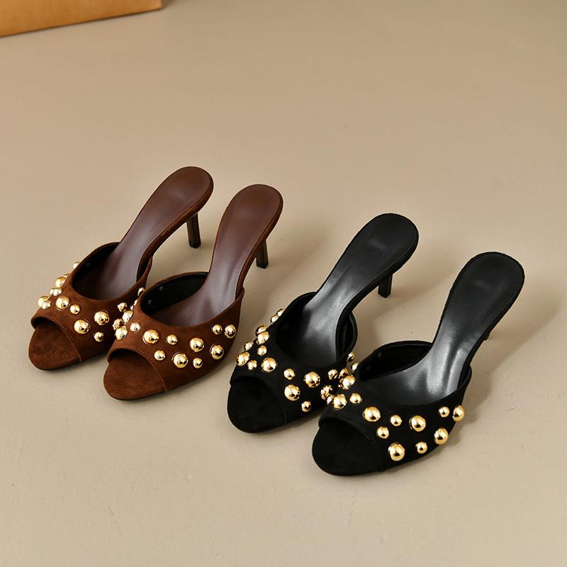 Zomer Hoge Hak Sandalen Met Velours Bovenkant Voor Dames Casual Chique Kleding