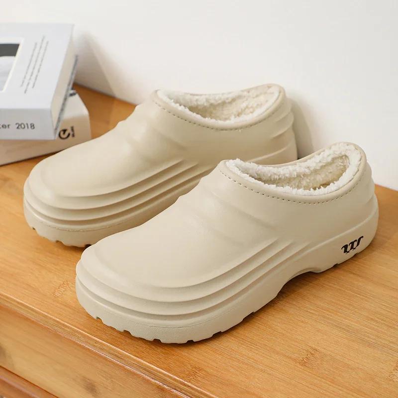 Pantofole Impermeabili Aggiungono Cotone Fondo Spesso Scarpe da Cucina Anti-Scivolo per Chef Calzature da Lavoro da Uomo Morbide e Peluche Comfort Resistenti all'Usura Calde