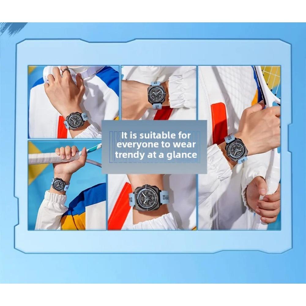 ABORNI 5006 Orologio Sportivo da Uomo Stile Meccanico Calendario Quarzo Cinturino in Silicone Quadrato Serie Yonghui Star Track Orologio per Uomo
