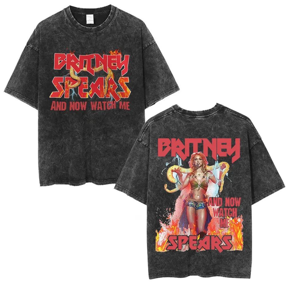

Britney Spears 2000 Tour Vintage Wash Double-Sided Oversized T-Shirt, Unisex Y2K Pop Fan Streetwear Tee, 100% Cotton Casual Short Sleeve Top XXXL різнокольоровий