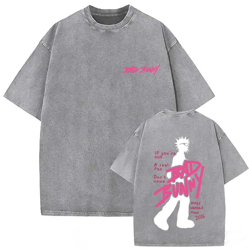 Rapper Bad Bunny Vintage Washed T Shirts Debi Tirar Mas Fotos DTMF Tshirts Mens Clothing Hip Hop Fashion High Quality Tshirt