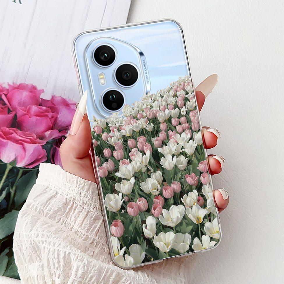 Clear For Honor 400 Pro Case DNP-NX9 Cute Cartoon Cat Fashion Flower Funny Painted Soft Bumper For Honor 400Pro Back Cover Funda