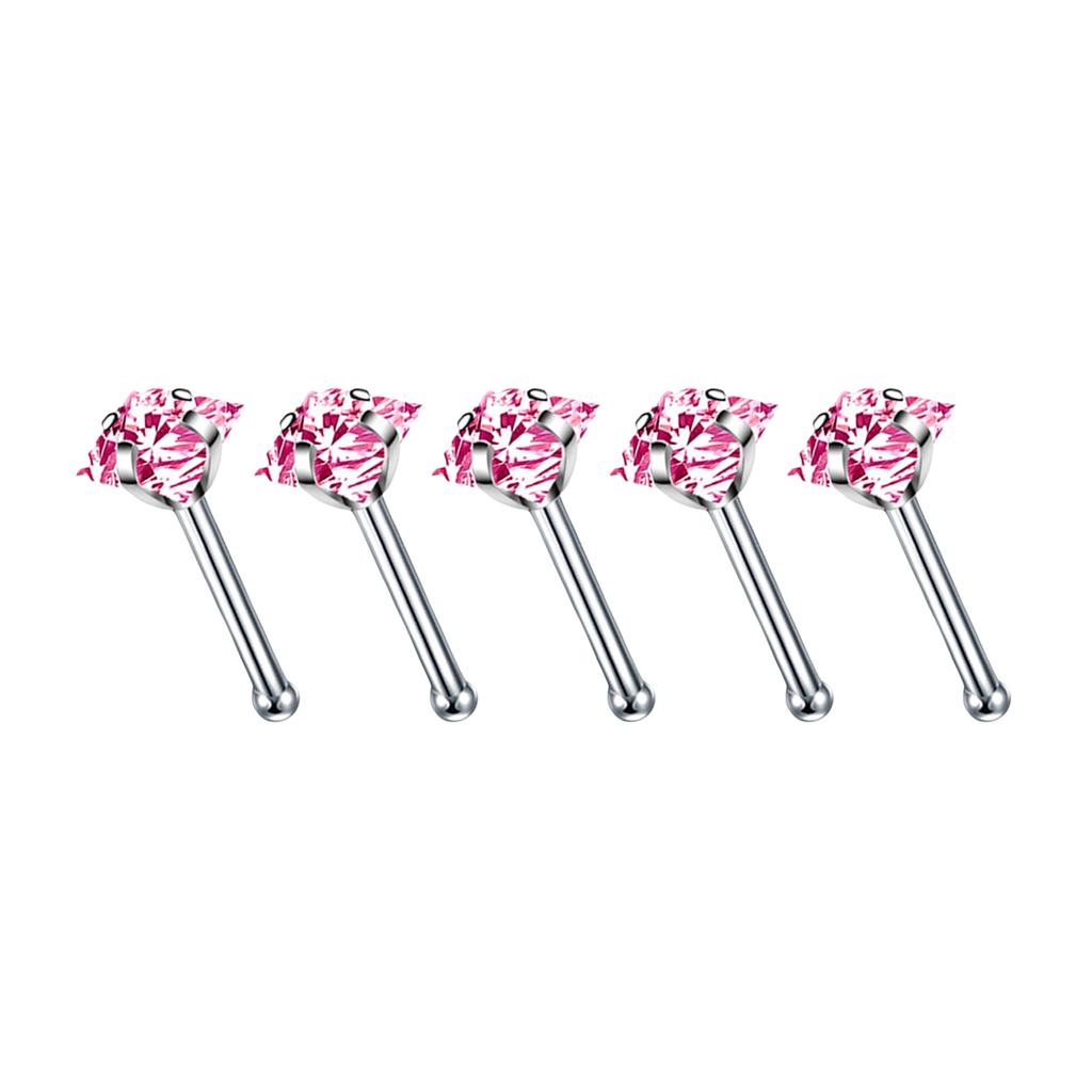 5Pcs Sturdy Alloy Nose Piercing Jewelry Set L Shape Studs and Hoops With CZ Designs Accessory for Stylish Look