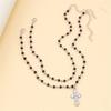 Fashionable Beaded Necklace Moon/Crucifix Pendant Collarbone Chain Elegant Double Layer Neckchain Choker Acccessory