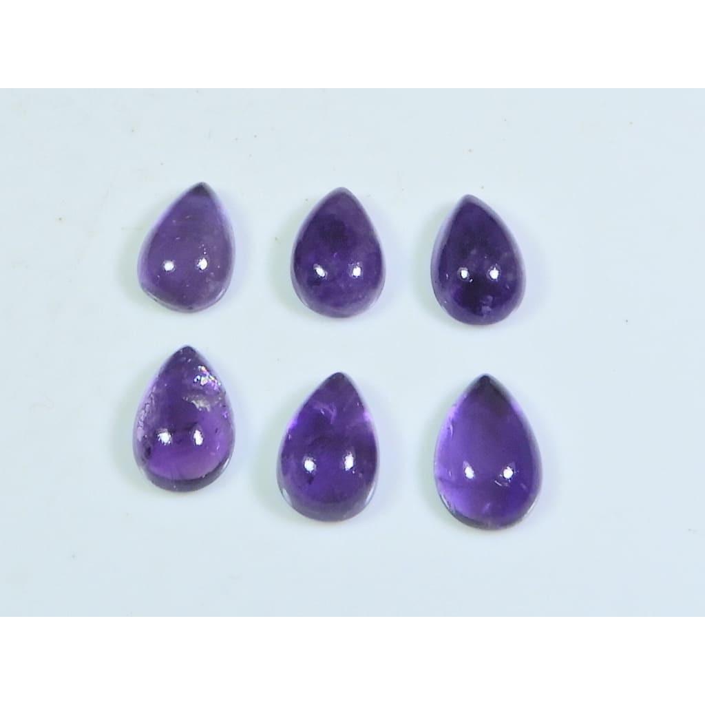 

8X12MM Natural Amethst Ring Size Pear Cabochon Loose Gemstone 6Pcs Lot 18Cts A-421