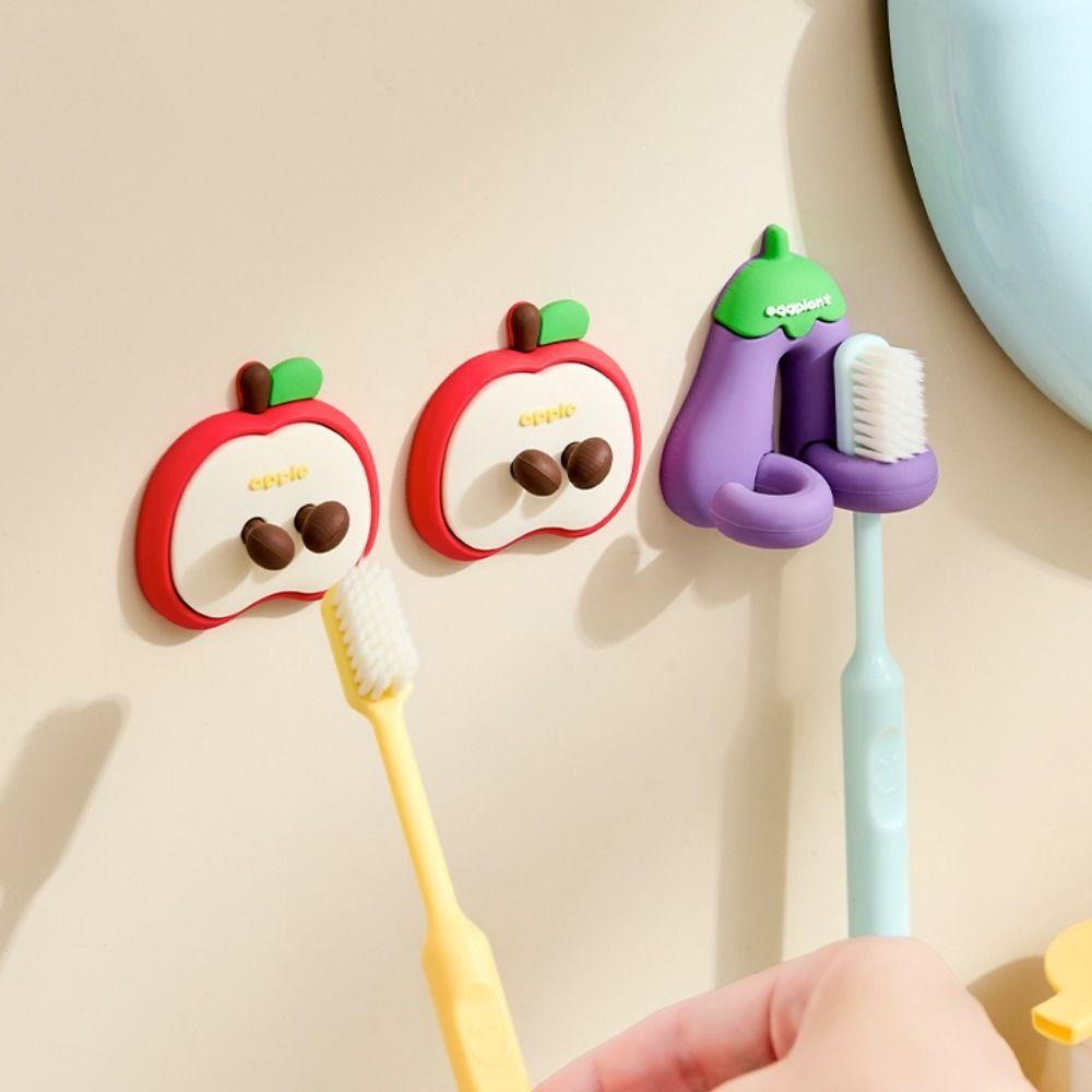 Cartoon Toothbrush Wall Rack Adhesive Mount Toothbrush Organizer  Bathroom Storage